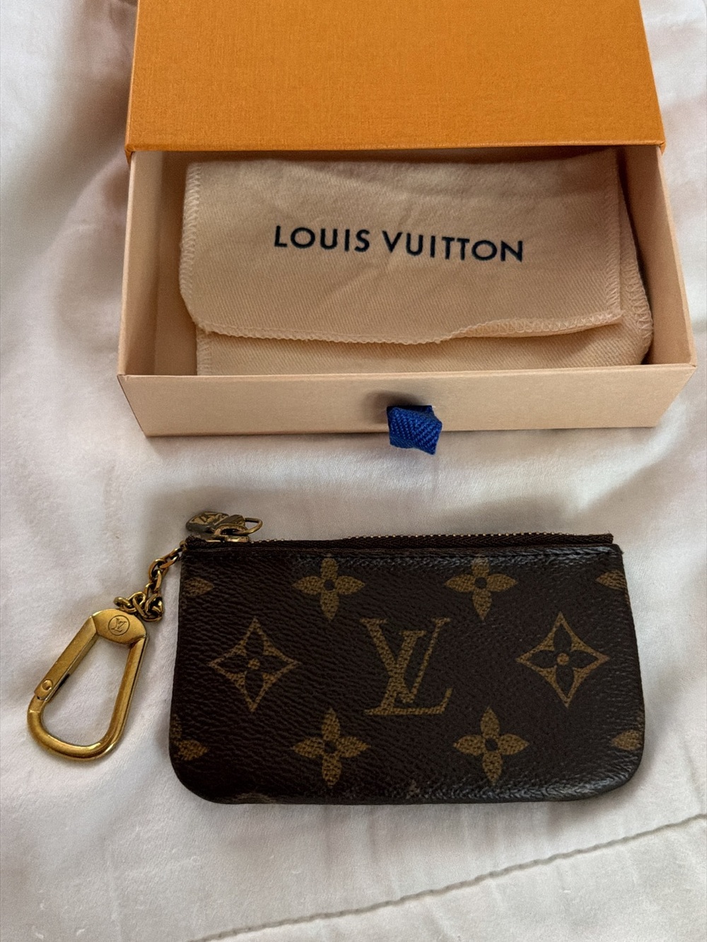Louis Vuitton Monogram Canvas Key Pouch — Brown with Gold Hardware